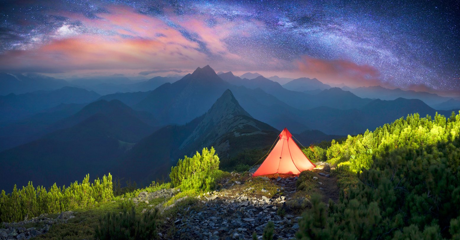 Tent alpine starry night