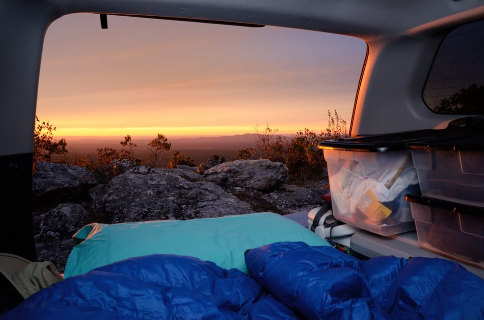 Car camping sunrise or sunset